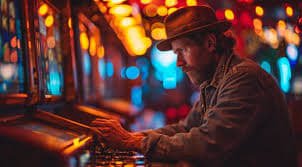 casino game লাইভ ব্ল্যাকজ্যাক টেবিলে ডিলার কার্ড বিতরণ করছেন
